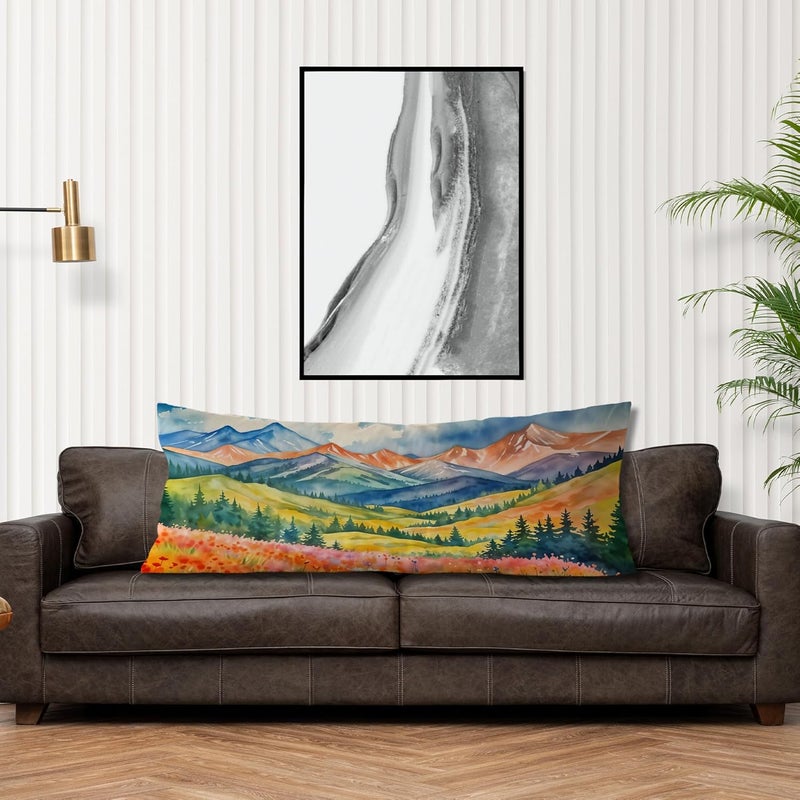 Exqcom Store Maximalist Mountain Floral Body Pillow Covers 20x54, Mountain Home Decor, Colorful Abstract Nature Scenic Wildflower Long Body Pillow Case Cover with Hidden Zipper for Women Men Adults - Image 4